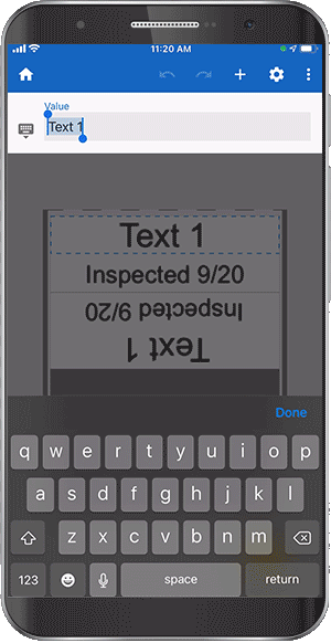 Gif animé montrant l'importation d'un fichier de feuille de calcul pour créer des étiquettes dans l'application.