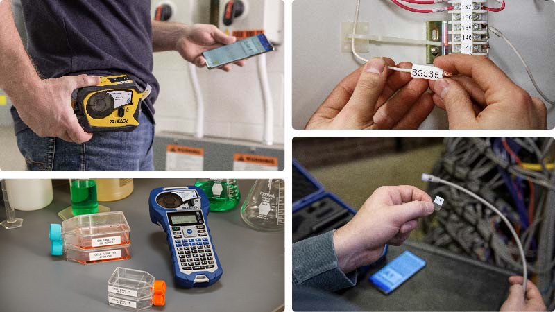Un collage de différentes applications pour les étiqueteuses M210, M211 et M410.