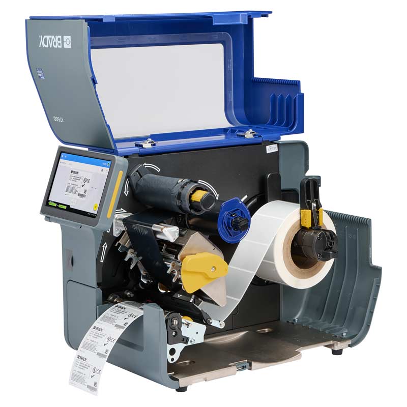 L’imprimante i7500. Le couvercle est ouvert, laissant voir les composants à l’intérieur.